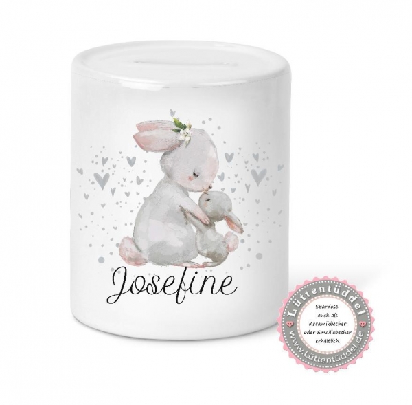 zuckersüßes Babylätzchen mit zwei Hasen Wunschname Geschenk Geburt Taufe Mitbringsel Lüttentüddel®